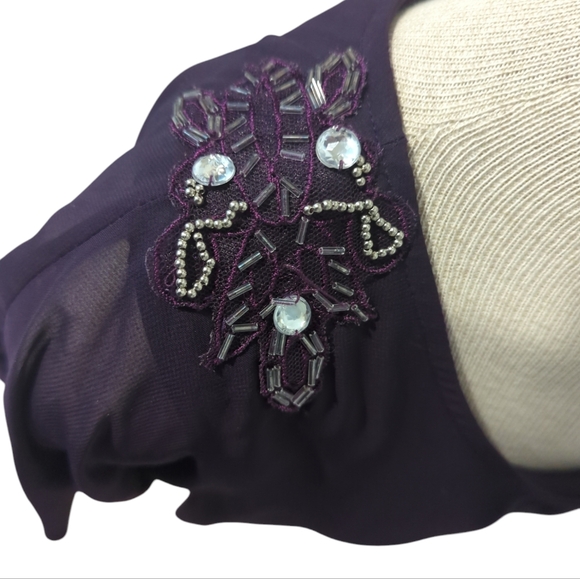 Karen Stevens Purple Formal Dress Slimming Sheer Overlay Size 18W-489 - Picture 6 of 9